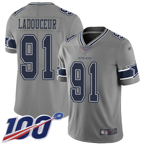 Men Dallas Cowboys Limited Gray L. P. Ladouceur #91 100th Season Inverted Legend NFL Jersey